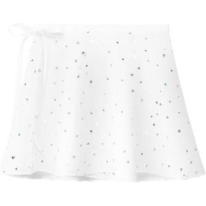 Stelle Ballet Skirts for Girls Toddler Dance Skirt Chiffon Kids Ballet Wrap Skirts(04-white Shiny Skirt(ad Tie))