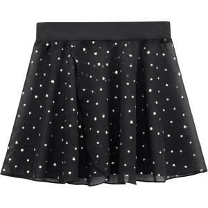 Stelle Ballet Skirts for Girls Toddler Dance Skirt Chiffon Kids Ballet Wrap Skirts(05-black Shiny Skirt (Pull on ))