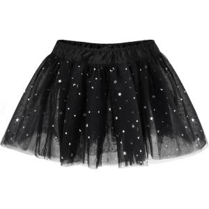 Stelle Ballet Skirts for Girls Toddler Dance Skirt Chiffon Kids Ballet Wrap Skirts(07-black Shiny Tutu Skirt)