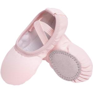 Stelle Canvas Ballet Shoes Toddler Girls Ballet Slippers No-Tie Boys Dance Shoes(Ballet Pink)