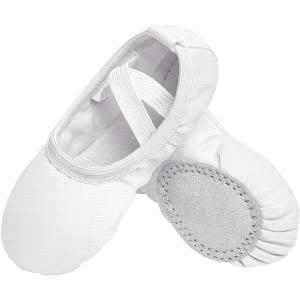 Stelle Canvas Ballet Shoes Toddler Girls Ballet Slippers No-Tie Boys Dance Shoes(White)