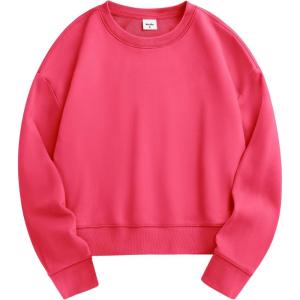 Stelle Cropped Sweatshirts for Women Cotton Long Sleeve Crop Tops Crewneck Pullover Oversized Sweater(Watermelon Sugar)