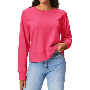 Stelle Cropped Sweatshirts for Women Cotton Raglan Sleeve Crop Tops Crewneck Pullover Sweat Shirts(Watermelon Sugar)