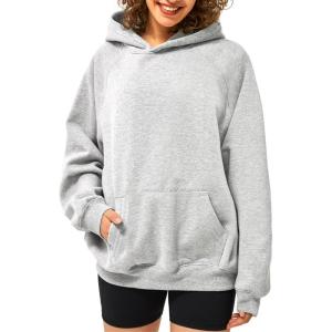 Stelle Fleece Hoodies for Women Long Sleeve Sweatshirts Comfy Pullover Outfits Casual Tops with Pockets(Light Grey)