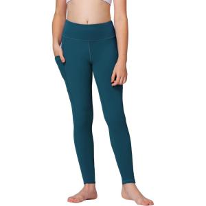 Stelle Girls’ Athletic Leggings Kids Dance Running Yoga Pants Workout Active Dance Tights with Pockets(Dark Teal)