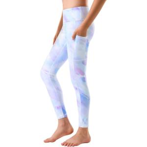 Stelle Girls’ Athletic Leggings Kids Dance Running Yoga Pants Workout Active Dance Tights with Pockets(Lilac Sky)