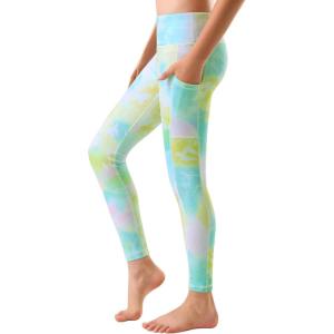 Stelle Girls’ Athletic Leggings Kids Dance Running Yoga Pants Workout Active Dance Tights with Pockets(Spring Pastel)