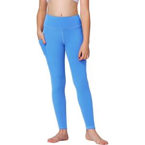 Stelle Girls’ Athletic Leggings Kids Dance Running Yoga Pants Workout Active Dance Tights with Pockets(Vibrant Blue)