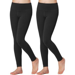 Stelle Girls Athletic Leggings Kids Dance Workout Running Yoga Pants with Hidden Pocket(2-pack-black)