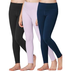 Stelle Girls Athletic Leggings Kids Dance Workout Running Yoga Pants with Hidden Pocket(Black-navy-lavender)