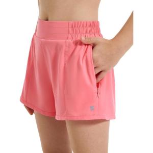 Stelle Girl’s Athletic Shorts with Liner Zipper Pockets Elastic Waist Running Shorts Sports Active Shorts for Teen Kids(A-coral)