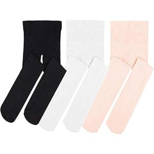 Stelle Girls Ballet Dance Students School Footed Tight (Toddler/Little Kid/Big Kid)(3-pack-ballet Pink+white+black)