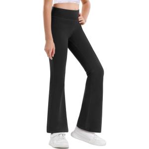Stelle Girl’s Flare Leggings High Waisted Yoga Pants Bootcut Dance Casual Pants Activewear Kids Bell Bottoms(Black)
