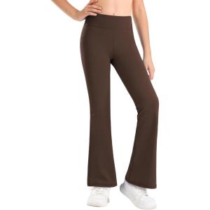 Stelle Girl’s Flare Leggings High Waisted Yoga Pants Bootcut Dance Casual Pants Activewear Kids Bell Bottoms(Coffee)