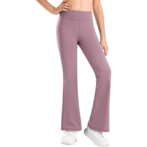 Stelle Girl’s Flare Leggings High Waisted Yoga Pants Bootcut Dance Casual Pants Activewear Kids Bell Bottoms(Dusty Lavender)