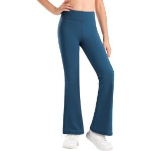 Stelle Girl’s Flare Leggings High Waisted Yoga Pants Bootcut Dance Casual Pants Activewear Kids Bell Bottoms(Oceanic)