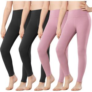 Stelle Girls Leggings Yoga Pants Youth Athletic Dance Running Active Tights Pack(Black+black+pink+pink)