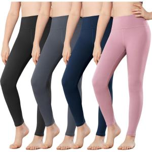 Stelle Girls Leggings Yoga Pants Youth Athletic Dance Running Active Tights Pack(Black+charcoal+navy+pink)