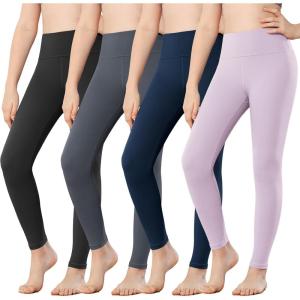Stelle Girls Leggings Yoga Pants Youth Athletic Dance Running Active Tights Pack(Black+navy+charcoal+lavender)