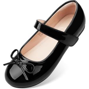 Stelle Girls Mary Jane School Flats Flower Wedding Uniform Party Shoes（Toddler/Little Kids/Big Kids）(1-black)