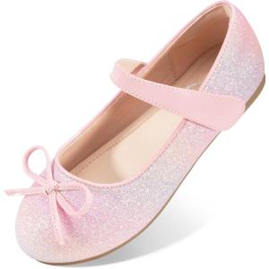 Stelle Girls Mary Jane School Flats Flower Wedding Uniform Party Shoes（Toddler/Little Kids/Big Kids）(Pink Ombre)