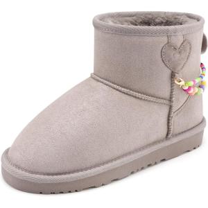 Stelle Girls Snow Boots Warm Winter Boots for Toddler/Little/Big Kids(Grey)