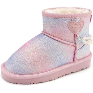 Stelle Girls Snow Boots Warm Winter Boots for Toddler/Little/Big Kids(Rainbow Blue)