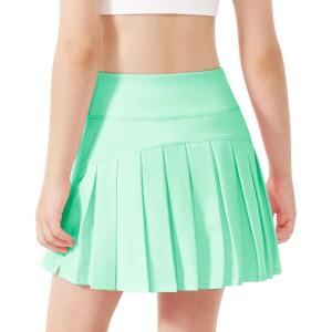 Stelle Girls Tennis Skirts with Inner Shorts Pockets Golf Skirts Athletic Running Workout Pleated Skort 5-15Years(Mint Green)