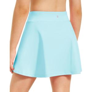 Stelle Girls Tennis Skirts with Pockets Athletic Skorts Inner Shorts High Waisted Sports Golf Running Skirt(Light Blue)