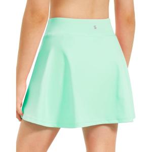 Stelle Girls Tennis Skirts with Pockets Athletic Skorts Inner Shorts High Waisted Sports Golf Running Skirt(Mint Green)