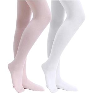 Stelle Girls’ Ultra Soft Pro Dance Tight/Ballet Footed Tight (Toddler/Little Kid/Big Kid)(Ballet Pink+white)