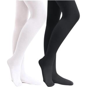 Stelle Girls’ Ultra Soft Pro Dance Tight/Ballet Footed Tight (Toddler/Little Kid/Big Kid)(Black+white)