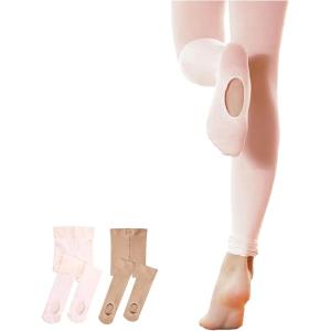 Stelle Girls Women Ballet Dance Convertible Tights Ultra Soft Pro Transition Tights(1-pair Ballet Pink+1-pair Tan)