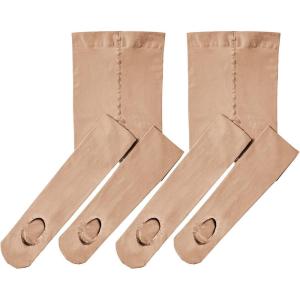 Stelle Girls Women Ballet Dance Convertible Tights Ultra Soft Pro Transition Tights(2-pair Tan)