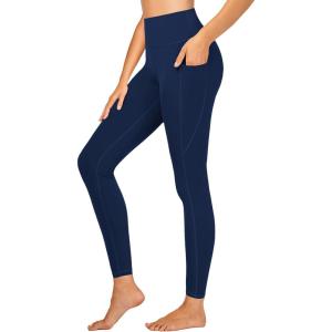 Stelle High Waisted Yoga Leggings with Pockets, Buttery Soft Workout Yoga Pants for Women Tummy Control Running Gym(Brushed Buttery Soft-navy)