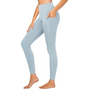 Stelle High Waisted Yoga Leggings with Pockets, Buttery Soft Workout Yoga Pants for Women Tummy Control Running Gym(Brushed Buttery Soft-steel Blue)