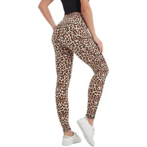 Stelle High Waisted Yoga Leggings with Pockets, Buttery Soft Workout Yoga Pants for Women Tummy Control Running Gym(Leopard)