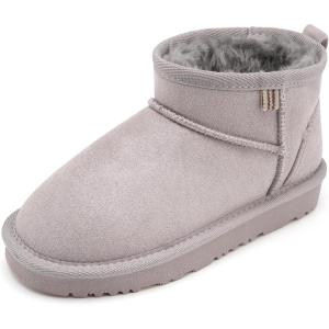 Stelle Kids Snow Boots Girls Boys Winter Ankle Boots Outdoor Warm Slip On Faux Fur Lined Shoes for Toddler/Little/Big Kid(Grey)