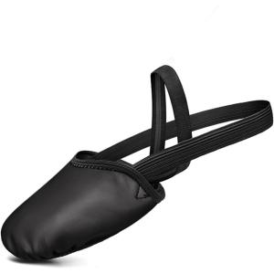 Stelle Leather Half Soles Dance Shoes Womens Lyrical Pirouette Turners Dance Shoes for Turning (Girls/Boys/Men/Adult)(Black)