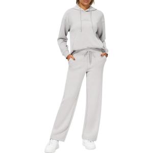 Stelle Sweat Suits for Womens 2 Piece Sweat Set Long Sleeve Hoodie Sweatsuits Sets Drawstring Sweatpants with Pockets(Light Grey)