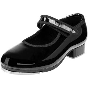 Stelle Tap Shoes for Girls Boys PU Leather Non-Slip Dance Shoes for Toddler/Little Kid/Big Kid(Black)