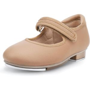 Stelle Tap Shoes for Girls Boys PU Leather Non-Slip Dance Shoes for Toddler/Little Kid/Big Kid(Tan)