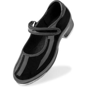 Stelle Tap Shoes for Girls Toddler Boys PU Leather Dance Shoes(Toddler/Little Kid/Big Kid)(Black)