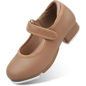 Stelle Tap Shoes for Girls Toddler Boys PU Leather Dance Shoes(Toddler/Little Kid/Big Kid)(Coffee)