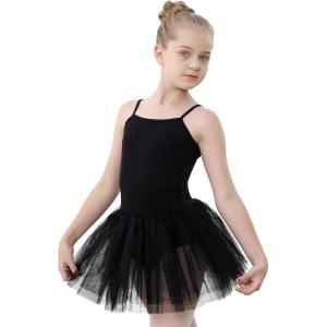 Stelle Toddler Ballet Leotards for Girls,Dance Leotard for Girls,Camisole Toddler Ballet Outfit for Studio Outdoor Daily Wear(Style 2-black (Tutu))