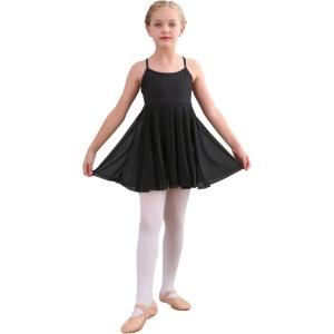 Stelle Toddler Ballet Leotards for Girls,Dance Leotard for Girls,Camisole Toddler Ballet Outfit for Studio Outdoor Daily Wear(Style 4-black (Dress))