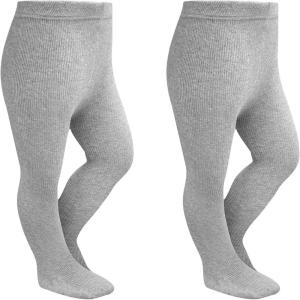 Stelle Toddler Girls Tights Baby Cable Knit Thick Stockings Cotton Winter Warm Leggings Pantyhose 1/2/3 Pack(2-pack-grey)