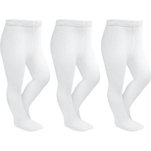 Stelle Toddler Girls Tights Baby Cable Knit Thick Stockings Cotton Winter Warm Leggings Pantyhose 1/2/3 Pack(3-pack-white)