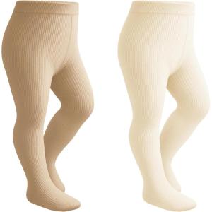 Stelle Toddler Girls Tights Baby Cable Knit Thick Stockings Cotton Winter Warm Leggings Pantyhose 1/2/3 Pack(Khaki+ivory)