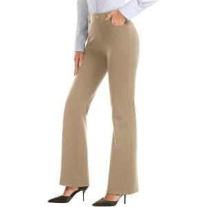 Stelle Women 28″/30″/ 32″ Bootcut Dress Pants Business Casual Work Pants with Pockets Pull On Regular Slacks for Office(30″ Khaki)